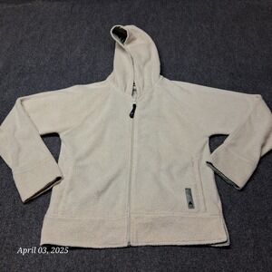 Nike Plush Fleece Full Zip Hooded Athletic Jacket Women Size Small Beige
